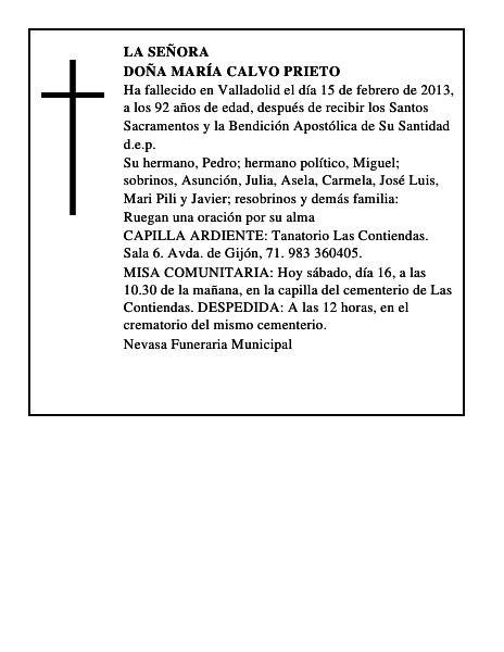 Doña María Calvo Prieto