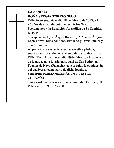 Doña Sergia Torres Seco