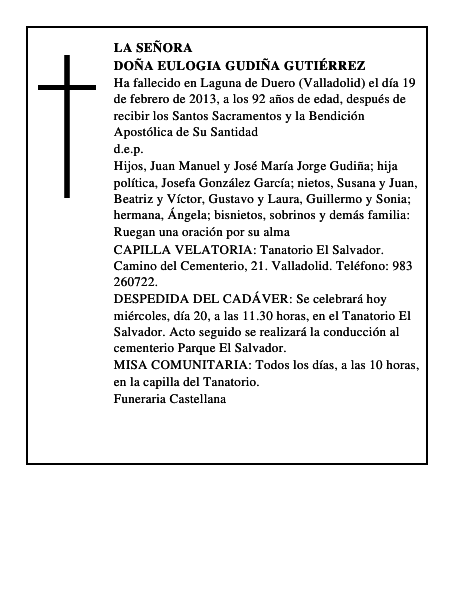 Doña Eulogia Gudiña Gutiérrez