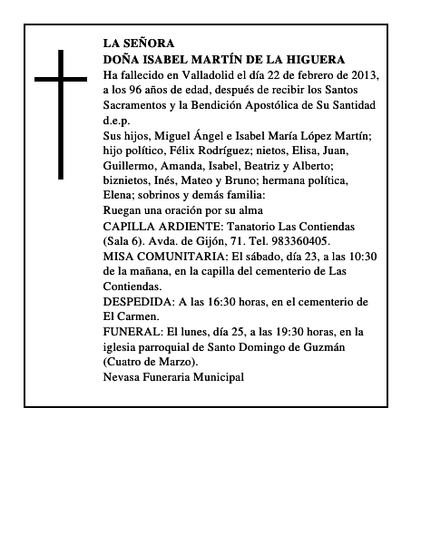 Doña Isabel Martín de la Higuera