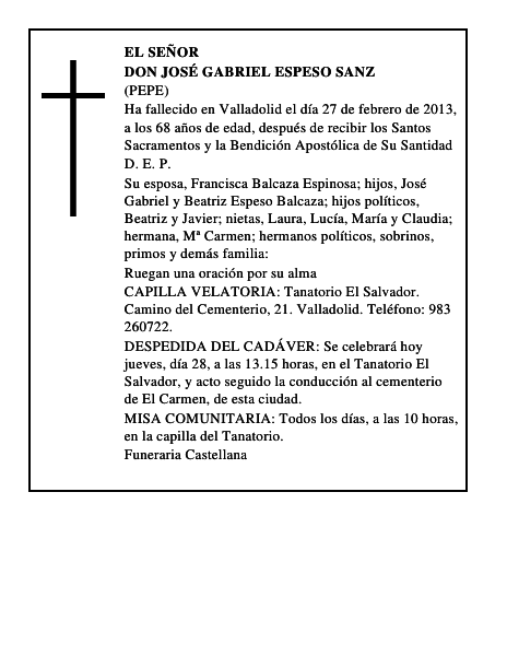 Don José Gabriel Espeso Sanz