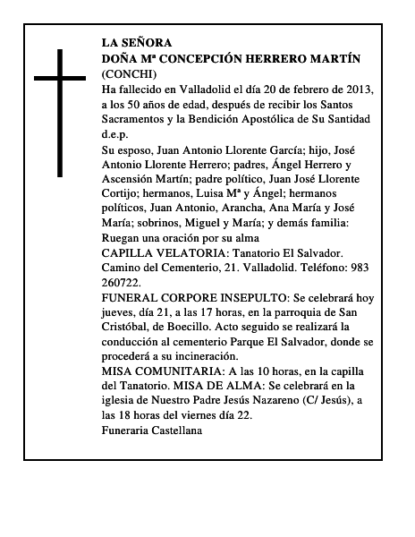Doña Mª Concepción Herrero Martín