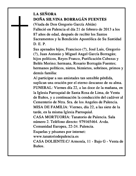 Doña Silvina Borragán Fuentes
