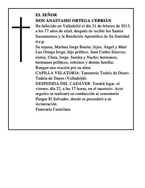 Don Anastasio Ortega Cebrián