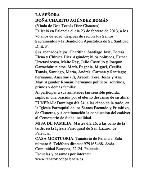 Doña Charito Agúndez Román
