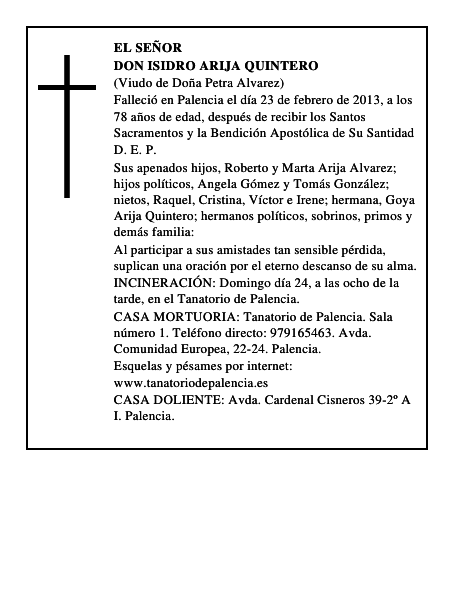 Don Isidro Arija Quintero
