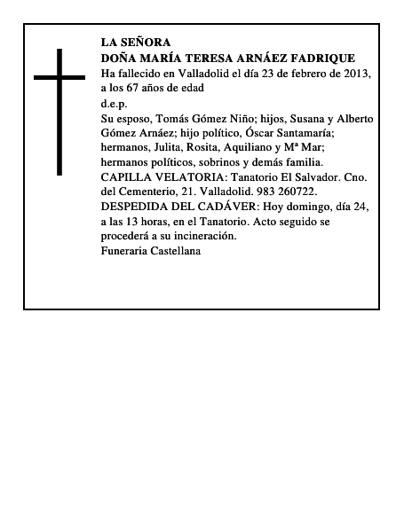 Doña María Teresa Arnáez Fadrique