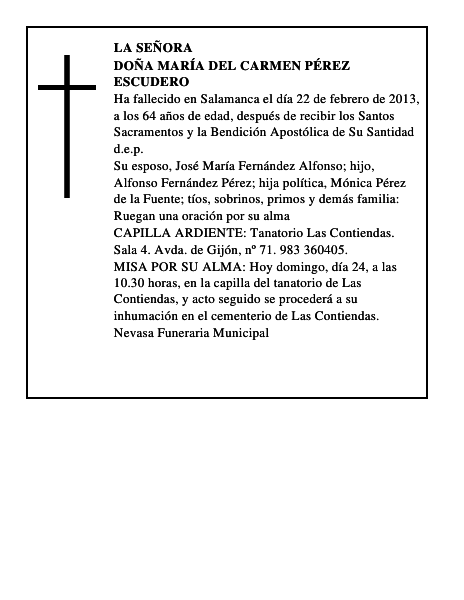 Doña María del Carmen Pérez Escudero