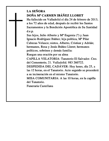 Doña Mª Carmen Ibáñez Lloret
