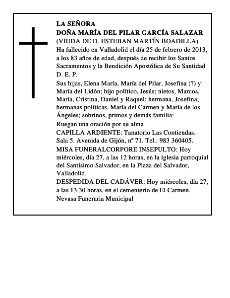 Doña María del Pilar García Salazar