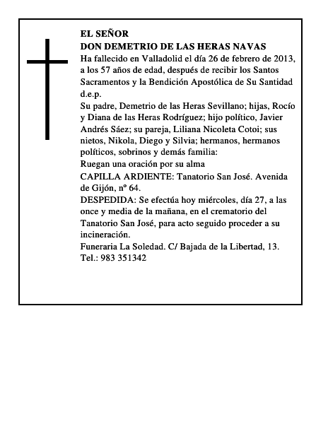 Don Demetrio de las Heras Navas