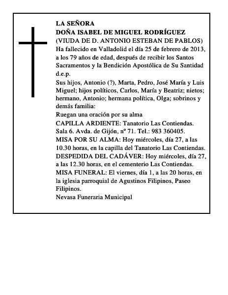 Doña Isabel de Miguel Rodríguez