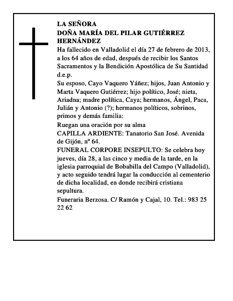 Doña María del Pilar Gutiérrez Hernández