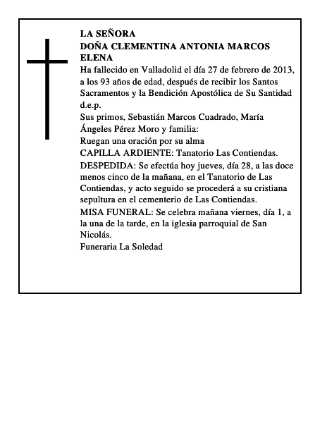 Doña Clementina Antonia Marcos Elena