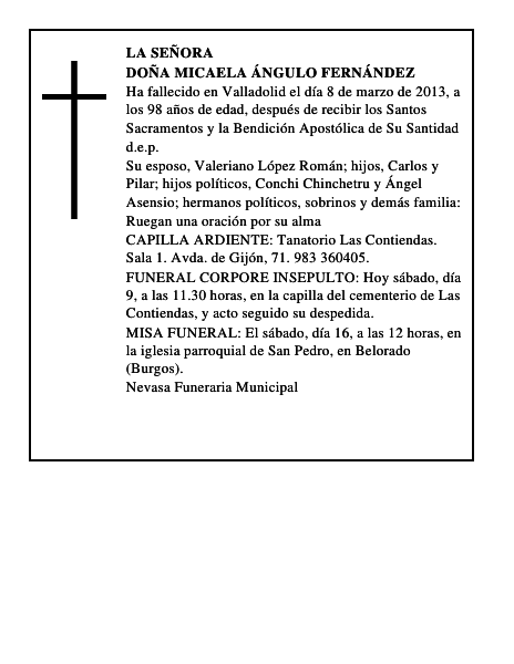 Doña Micaela Ángulo Fernández