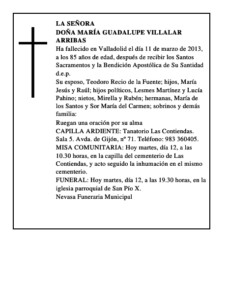Doña María Guadalupe Villalar Arribas