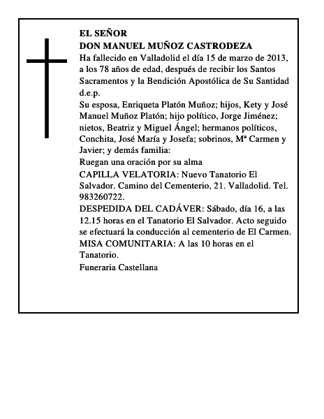 Don Manuel Muñoz Castrodeza