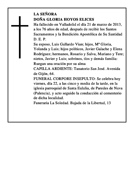 Doña Gloria Hoyos Elices