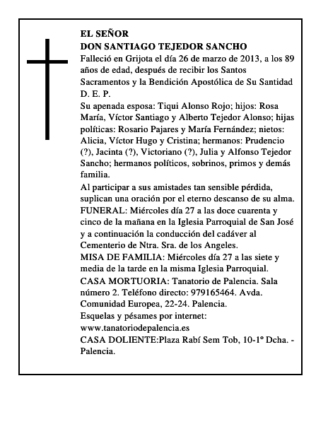 Don Santiago Tejedor Sancho