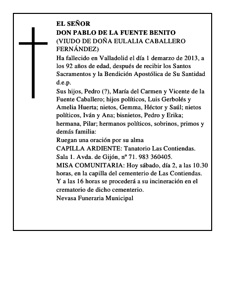 Don Pablo de la Fuente Benito