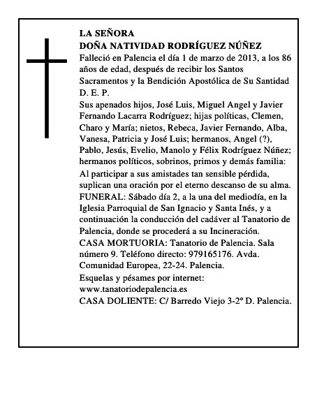 Doña Natividad Rodríguez Núñez