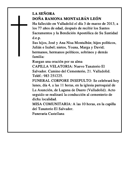 Doña Ramona Montalbán León
