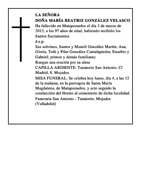 Doña María Beatriz González Velasco