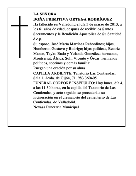 Doña Primitiva Ortega Rodríguez