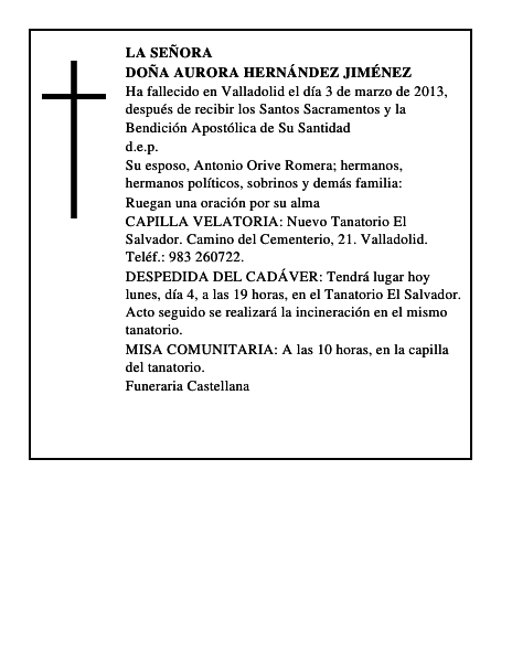 Doña Aurora Hernández Jiménez