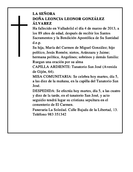 Doña Leoncia Leonor González Álvarez