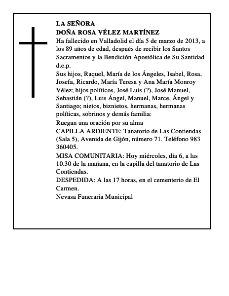Doña Rosa Vélez Martínez