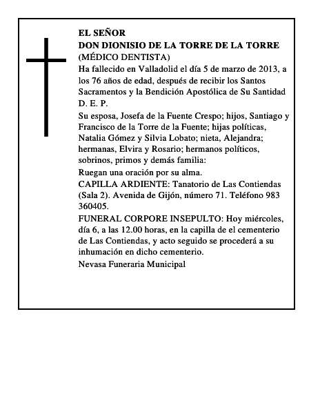 Don Dionisio de la Torre de la Torre