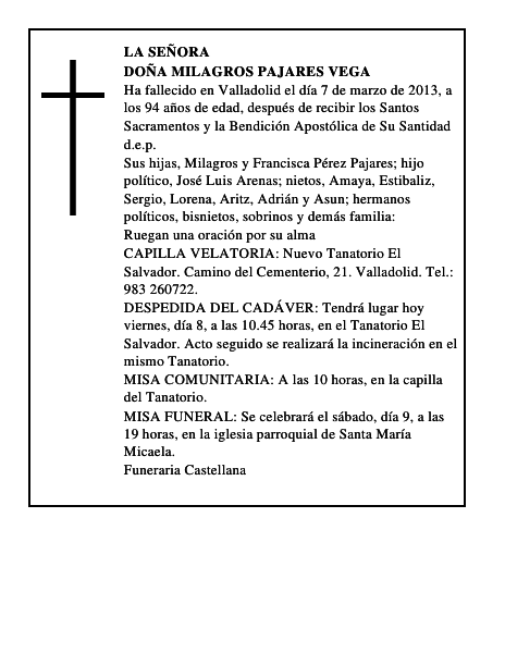 Doña Milagros Pajares Vega