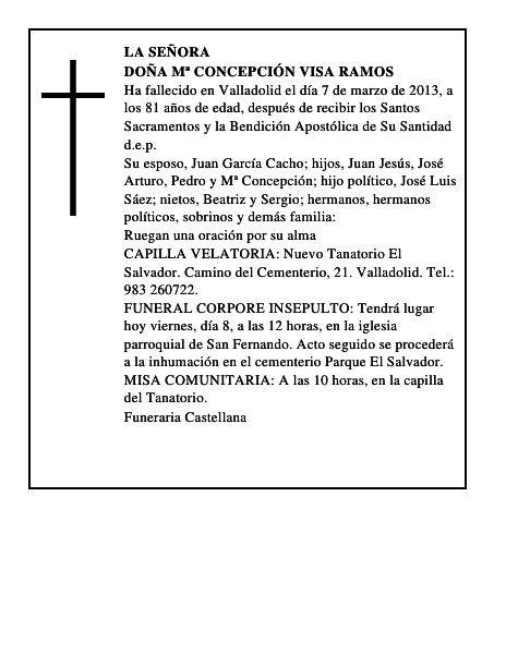 Doña Mª Concepción Visa Ramos
