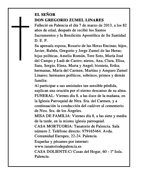 Don Gregorio Zumel Linares