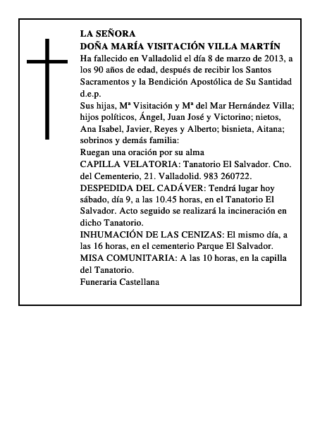 Doña María Visitación Villa Martín