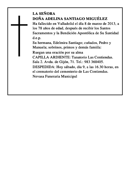 Doña Adelina Santiago Miguélez