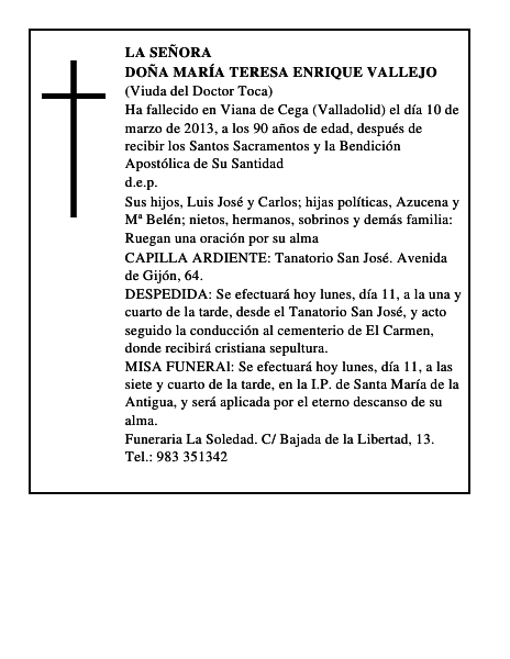 Doña María Teresa Enrique Vallejo