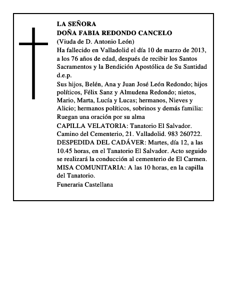 Doña Fabia Redondo Cancelo