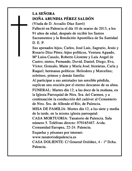 Doña Abundia Pérez Saldón