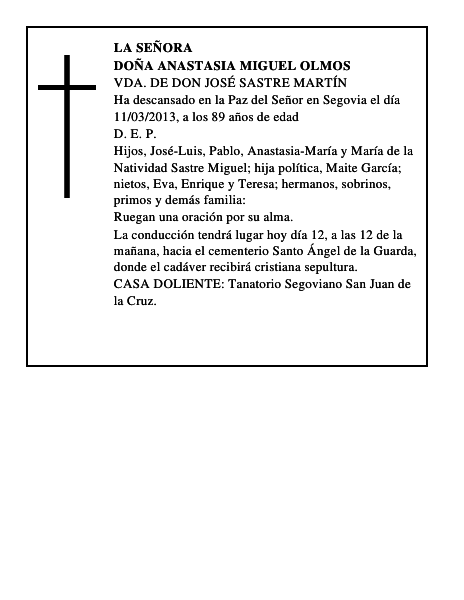 Doña Anastasia Miguel Olmos