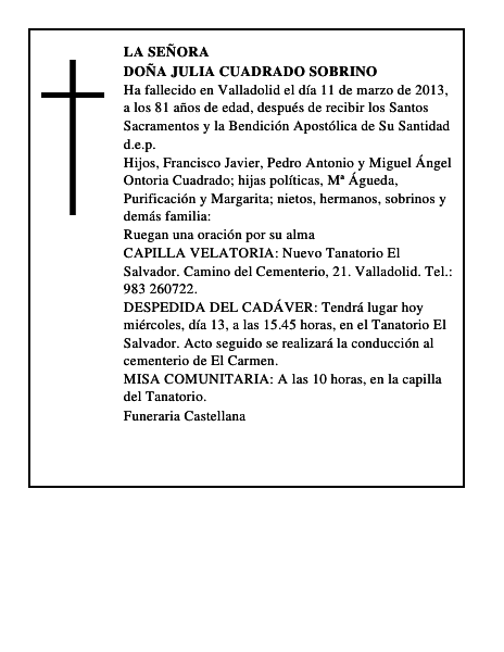 Doña Julia Cuadrado Sobrino