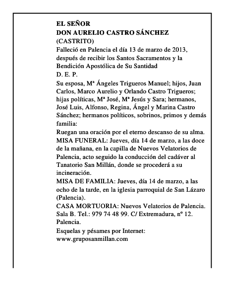 Don Aurelio Castro Sánchez