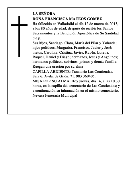 Doña Francisca Mateos Gómez