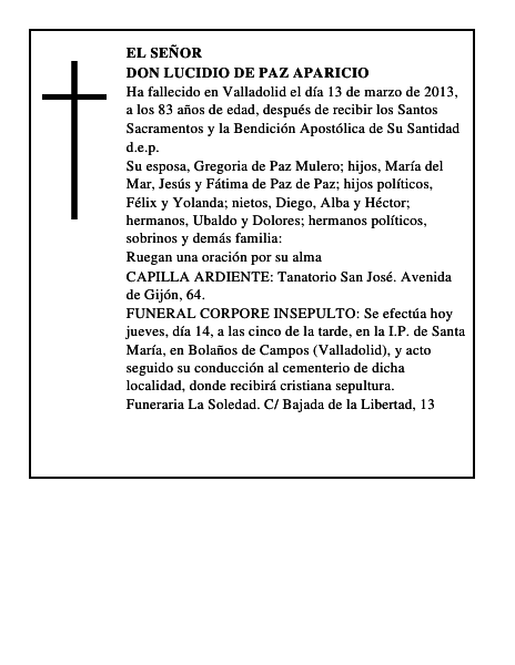 Don Lucidio de Paz Aparicio