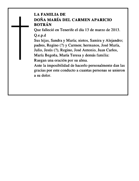 Doña María del Carmen Aparicio Botrán