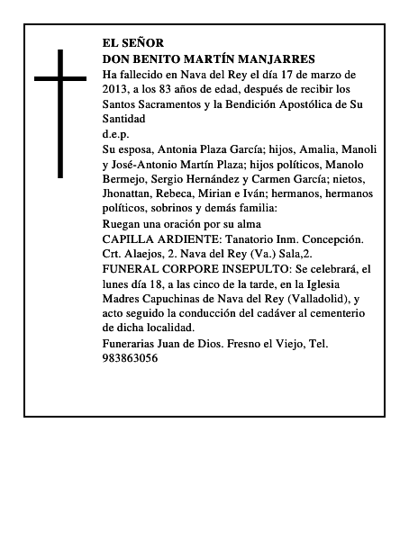 Don Benito Martín Manjarres