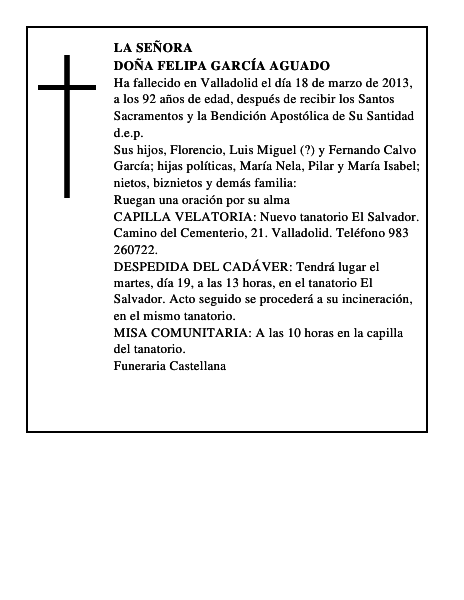 Doña Felipa García Aguado