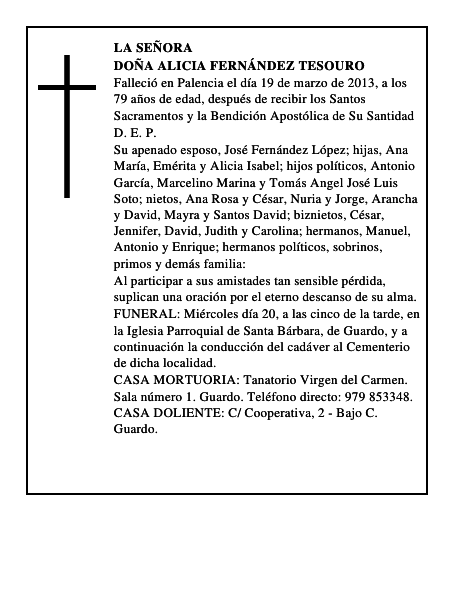 Doña Alicia Fernández Tesouro