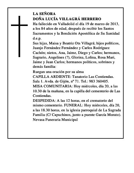 Doña Lucía Villagrá Herrero